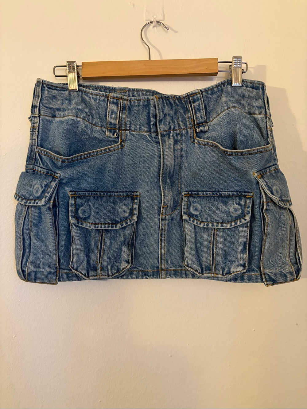 T by Alexander Wang Light Blue Denim Cargo Mini Skirt